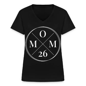 Mom 26 Baby Mutter Muttertag Geschenk Mama 2026 - Frauen-T-Shirt mit V-Ausschnitt - Schwarz - Vorne - Lela (165cm)