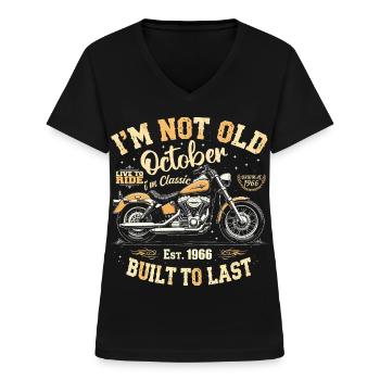 Geburtstag October 1966 Jahrestag oktober 1966 - Frauen-T-Shirt mit V-Ausschnitt - Schwarz - Vorne - Lela (165cm)