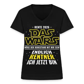Rente 2026 Das wars Endlich Rentner ich jetzt bin - Frauen-T-Shirt mit V-Ausschnitt - Schwarz - Vorne - Lela (165cm)