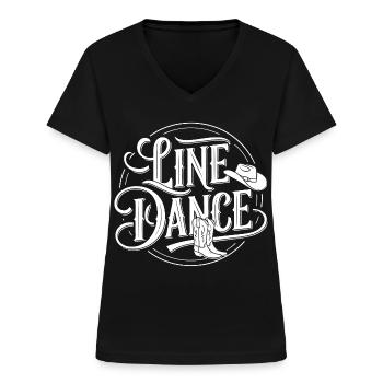 LineDance Cowboy Country Dance - Frauen-T-Shirt mit V-Ausschnitt - Schwarz - Vorne - Lela (165cm)