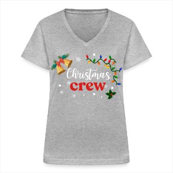 CHRISTMAS CREW - Women's V-neck T-shirt - sports grey - Front - Lela (165cm)