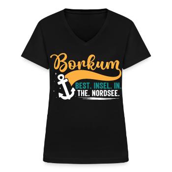 BORKUM BEST INSEL DANS LE NORDSEE Fun - T-shirt col V Femme - noir - Devant - Lela (165cm)