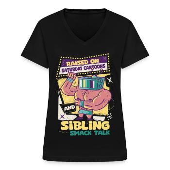 Siblings Brother Sister - Women's V-neck T-shirt - black - Front - Lela (165cm)