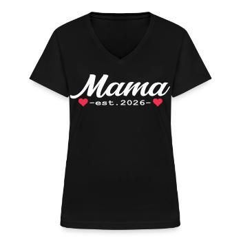 Mama 2026 Schwangerschaft Geschenk - Frauen-T-Shirt mit V-Ausschnitt - Schwarz - Vorne - Lela (165cm)