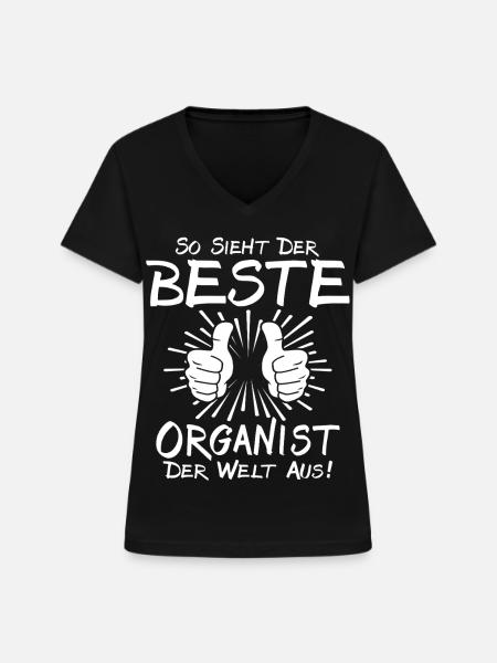 Bester Organist - Frauen-T-Shirt mit V-Ausschnitt - Schwarz