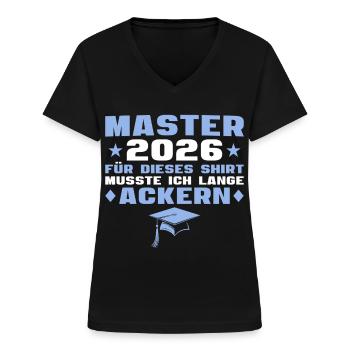 Masterprüfung bestanden Master Abschluss 2026 - Frauen-T-Shirt mit V-Ausschnitt - Schwarz - Vorne - Lela (165cm)