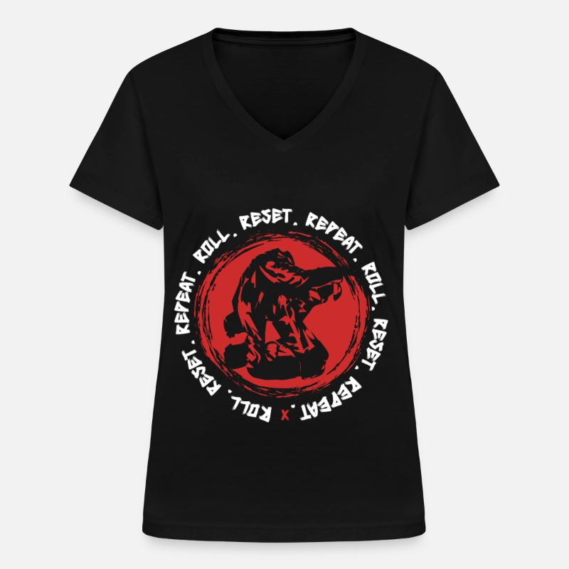 Judo Martial Arts Roll Reset Repeat - Women's V-neck T-shirt - black