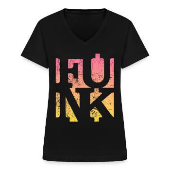 Funk Vintage - Women's V-neck T-shirt - black - Front - Lela (165cm)