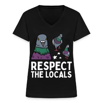 Respect the Locals Tauben Coo - Frauen-T-Shirt mit V-Ausschnitt - Schwarz - Vorne - Lela (165cm)