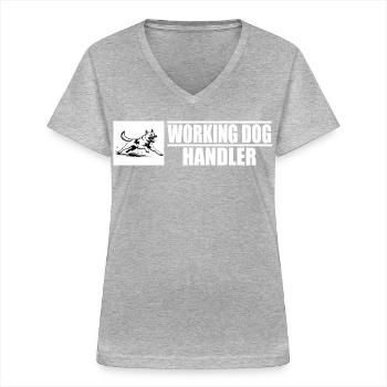 Working Dog Handler Motif - Women's V-neck T-shirt - sports grey - Front - Lela (165cm)