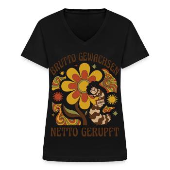 Croissance brute Nette cueillie - T-shirt col V Femme - noir - Devant - Lela (165cm)
