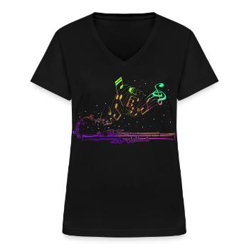 Marschband der Schlagzeugsektion Marimbist - Frauen-T-Shirt mit V-Ausschnitt - Schwarz - Vorne - Lela (165cm)