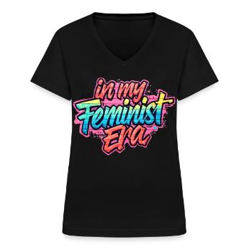 In my Feminist Era - Frauen-T-Shirt mit V-Ausschnitt - Schwarz - Vorne - Lela (165cm)