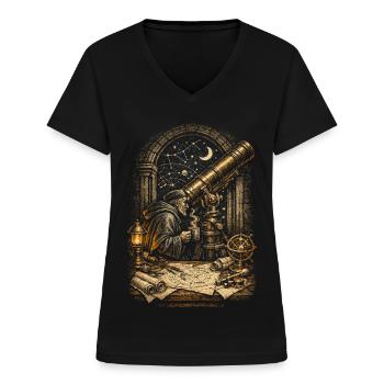 Astronomie Astronom - Frauen-T-Shirt mit V-Ausschnitt - Schwarz - Vorne - Lela (165cm)
