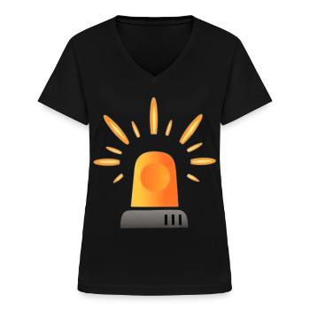 Yellow Orange Siren Warning Light - Women's V-neck T-shirt - black - Front - Lela (165cm)