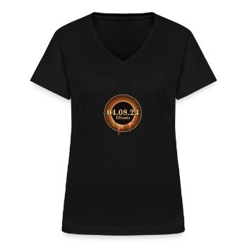 Total Solar Eclipse Path of Totality Illinois - Frauen-T-Shirt mit V-Ausschnitt - Schwarz - Vorne - Lela (165cm)
