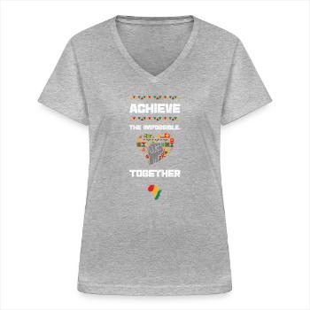 Achieve the Impossible, Together - Women's V-neck T-shirt - sports grey - Front - Lela (165cm)