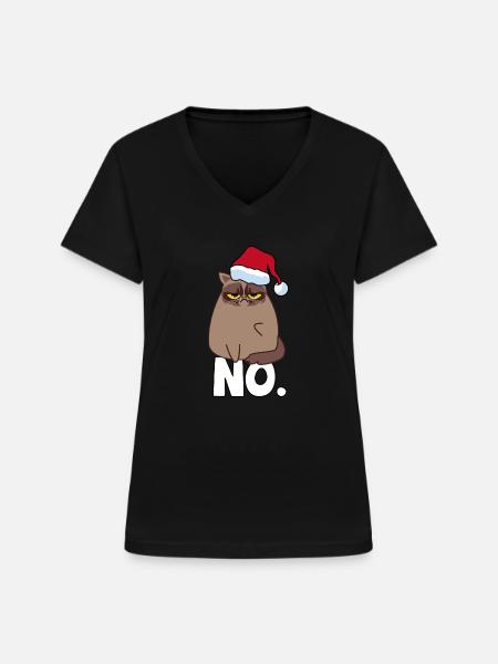 Grumpy Cat Ugly Sweater - Frauen-T-Shirt mit V-Ausschnitt - Schwarz