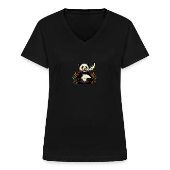 Ganja Bear Legalization Stoner - Women's V-neck T-shirt - black - Front - Lela (165cm)
