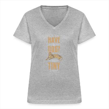 Chat du Bengale - T-shirt col V Femme - gris chiné - Devant - Lela (165cm)