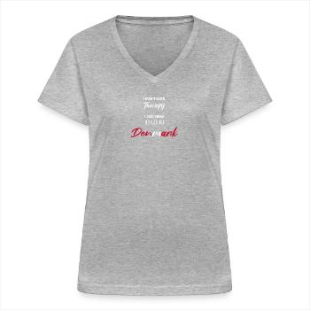 Danemark Idée cadeau drôle Thérapie Danois - T-shirt col V Femme - gris chiné - Devant - Lela (165cm)