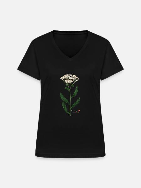 Schafgarbe - Frauen-T-Shirt mit V-Ausschnitt - Schwarz