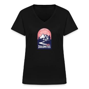 Dolomiten Italien Berg Sonnenuntergang - Frauen-T-Shirt mit V-Ausschnitt - Schwarz - Vorne - Lela (165cm)
