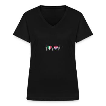 Italien und Kroatien Kroatische Fahne Flaggen - Frauen-T-Shirt mit V-Ausschnitt - Schwarz - Vorne - Lela (165cm)