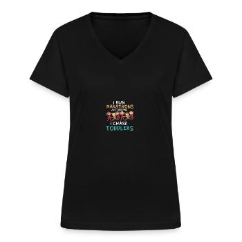 Erzieherin Kindergarten Vorschule Kita Kinder - Frauen-T-Shirt mit V-Ausschnitt - Schwarz - Vorne - Lela (165cm)