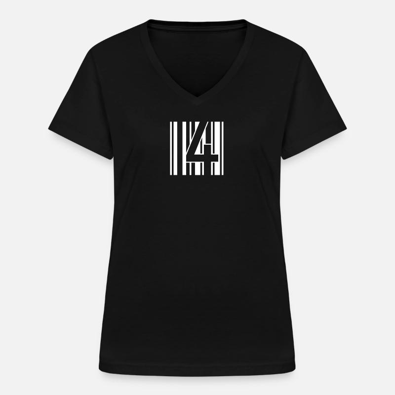 4CODE - T-shirt col V Femme - noir