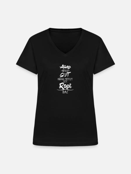 rosi - Frauen-T-Shirt mit V-Ausschnitt - Schwarz