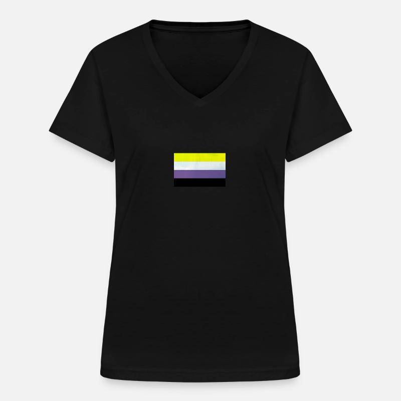 Nonbinary Pride Flag - Frauen-T-Shirt mit V-Ausschnitt - Schwarz