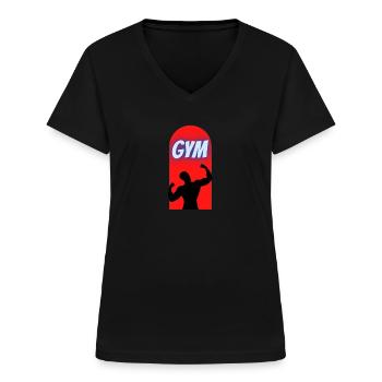 Fitness Workout Motivational Gym Design - T-shirt col V Femme - noir - Devant - Lela (165cm)