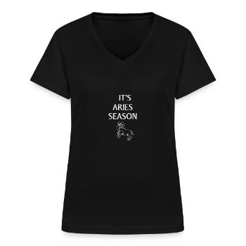 Sternzeichen Widder - Frauen-T-Shirt mit V-Ausschnitt - Schwarz - Vorne - Lela (165cm)