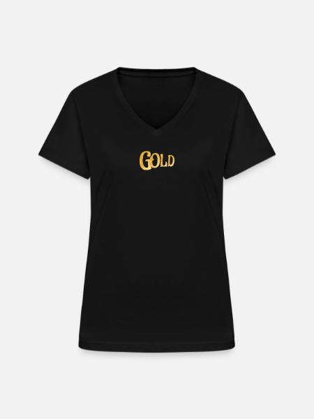 GOLD - Frauen-T-Shirt mit V-Ausschnitt - Schwarz