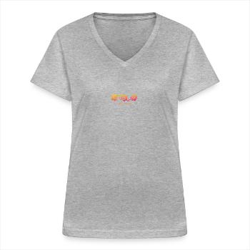 Saint Tropez Hibiskus Souvenir Urlaub - Frauen-T-Shirt mit V-Ausschnitt - Grau meliert - Vorne - Lela (165cm)