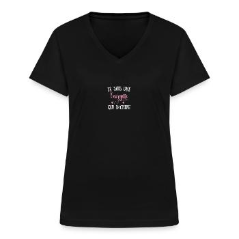 Je Suis Une Georgette Qui Déchire - T-shirt col V Femme - noir - Devant - Lela (165cm)