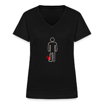 Gebrochenes Bein - Frauen-T-Shirt mit V-Ausschnitt - Schwarz - Vorne - Lela (165cm)
