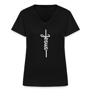 Jesus Christ Bible Christian Christian - Women's V-neck T-shirt - black - Front - Lela (165cm)