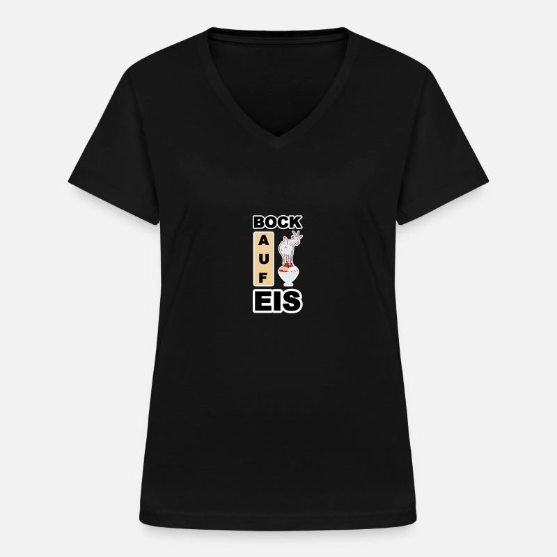 Glace, bouc de glace - T-shirt col V Femme - noir
