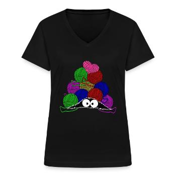 Stricken - Frauen-T-Shirt mit V-Ausschnitt - Schwarz - Vorne - Lela (165cm)