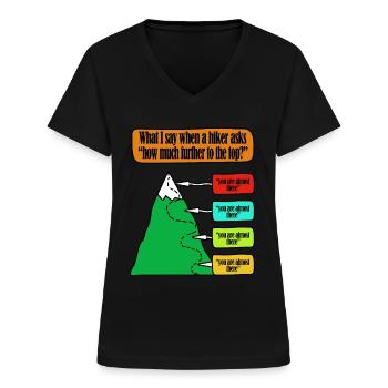 Bergsteiger Wanderer Lustige Bergführer Anleitung - Frauen-T-Shirt mit V-Ausschnitt - Schwarz - Vorne - Lela (165cm)