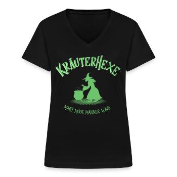 Kräuterhexe - Frauen-T-Shirt mit V-Ausschnitt - Schwarz - Vorne - Lela (165cm)