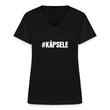 Käpsele - Frauen-T-Shirt mit V-Ausschnitt - Schwarz - Vorne - Lela (165cm)