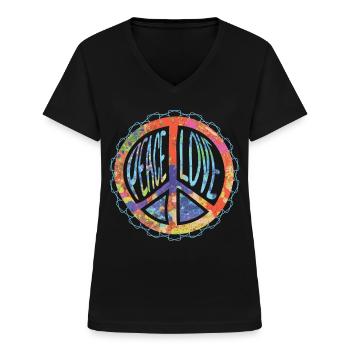 Peacezeichen Harmonie - Frauen-T-Shirt mit V-Ausschnitt - Schwarz - Vorne - Lela (165cm)