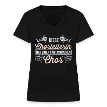 Beste Chorleiterin - Chor - Musikalisch - Frauen-T-Shirt mit V-Ausschnitt - Schwarz - Vorne - Lela (165cm)