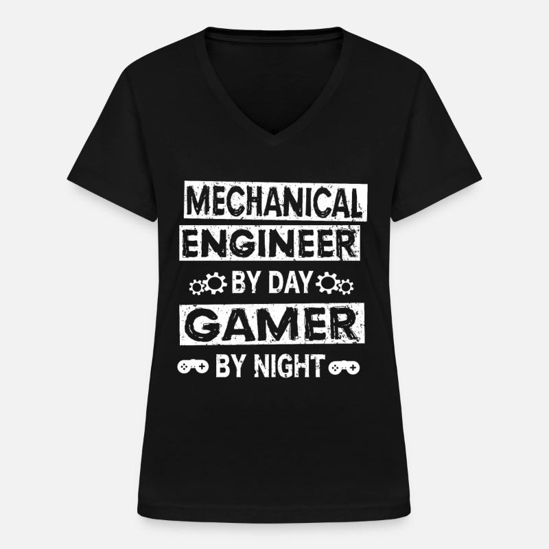 Mechanical Engineer Mechanical Engineer Gamer - Women's V-neck T-shirt - black