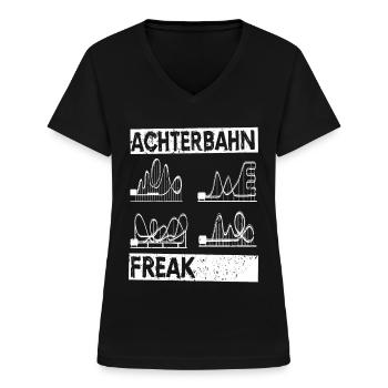 Achterbahn Rollercoaster Freizeitpark Geschenkidee - Frauen-T-Shirt mit V-Ausschnitt - Schwarz - Vorne - Lela (165cm)