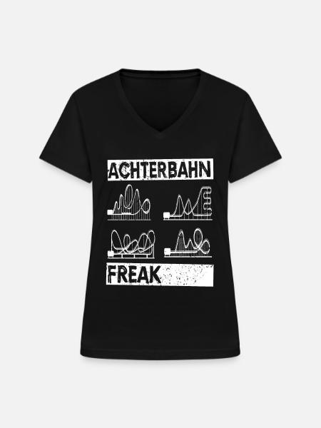Achterbahn Rollercoaster Freizeitpark Geschenkidee - Frauen-T-Shirt mit V-Ausschnitt - Schwarz