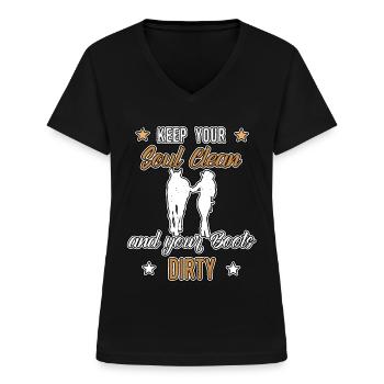 Country Linedance Western - Frauen-T-Shirt mit V-Ausschnitt - Schwarz - Vorne - Lela (165cm)